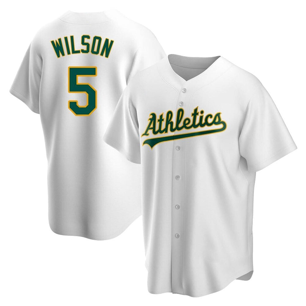 Kooe Athletics #5 Jacob Wilson White Replica Home Stitched Jersey