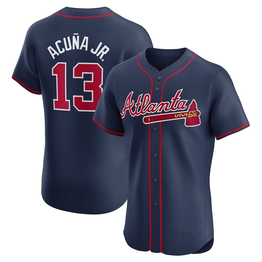 Kooe A.Braves #13 Ronald Acuna Jr. Alternate Elite Player Jersey - Navy Personalized Jerseys