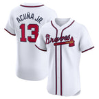 Kooe A.Braves #13 Ronald Acuna Jr. Home Elite Jersey - White Personalized Jerseys