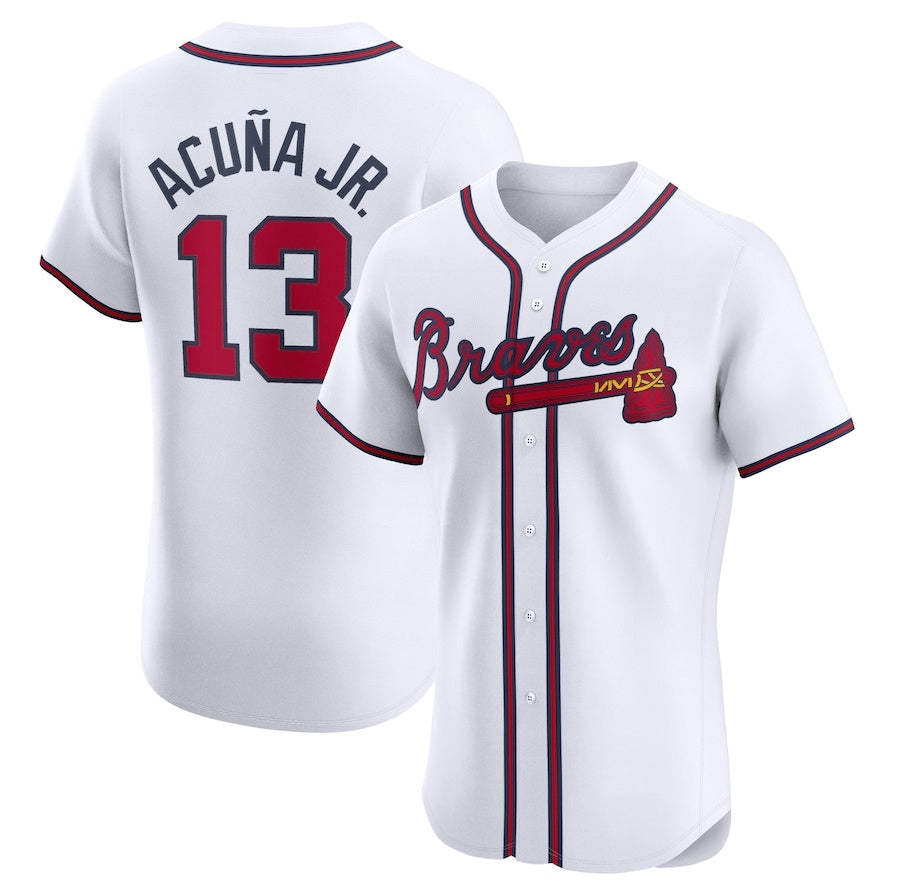 Kooe A.Braves #13 Ronald Acuna Jr. Home Elite Jersey - White Personalized Jerseys