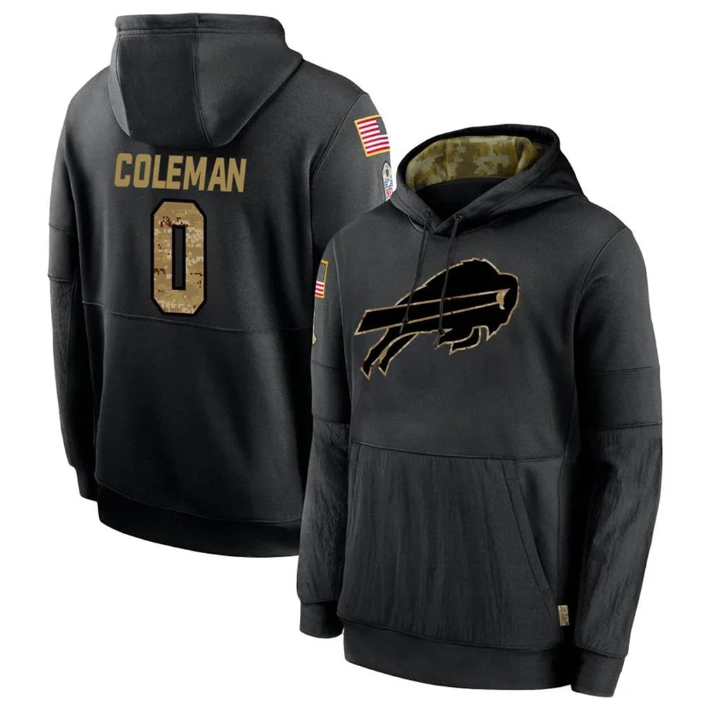 Kooe B.Bills #0 Keon Coleman Player Black Salute to Service Hoodies Stitched Jersey