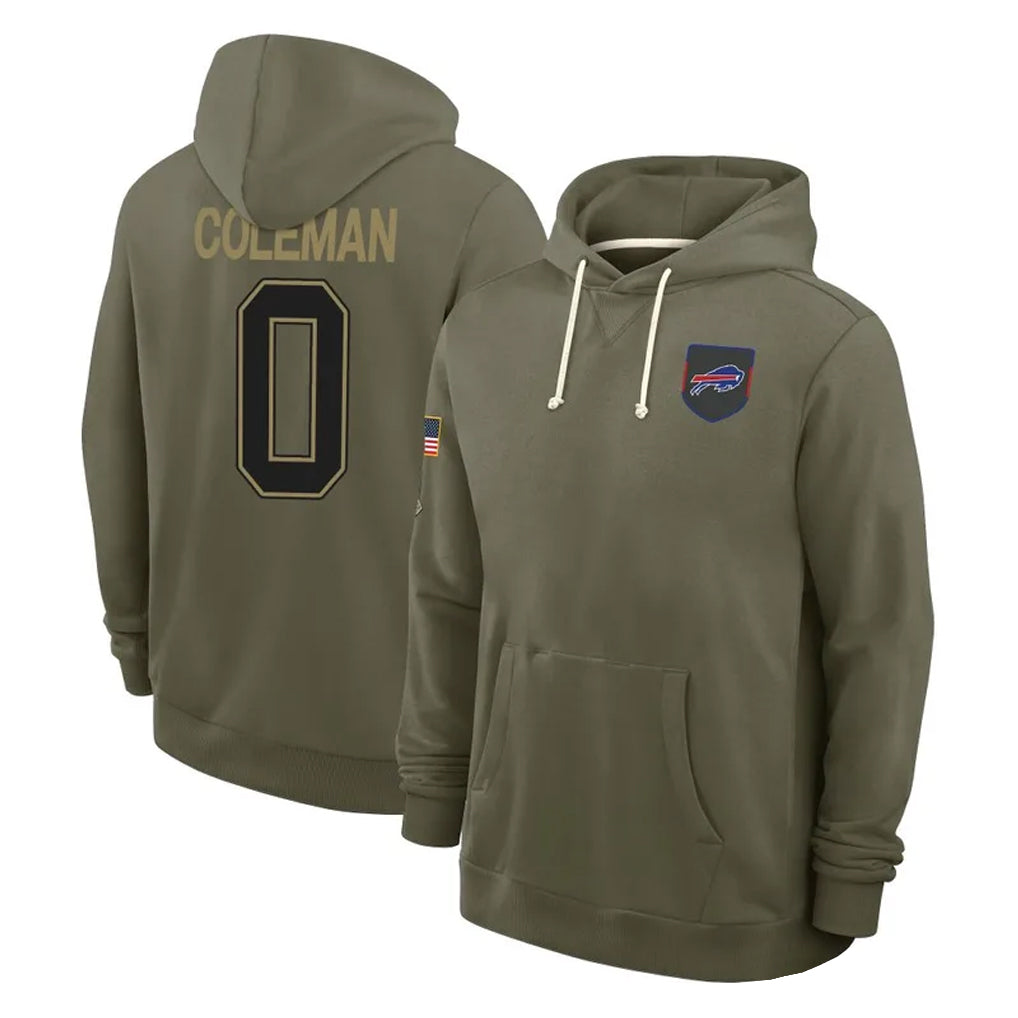 Kooe B.Bills #0 Keon Coleman Player Olive Salute To Service Hoodies Game Stitched Jerseys
