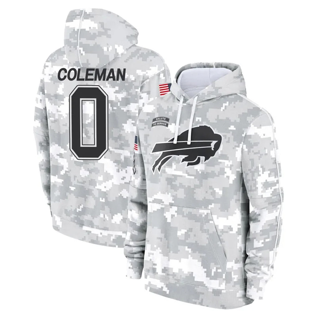 Kooe B.Bills #0 Keon Coleman Player Arctic Camo Salute to Service Hoodies Stitched Jerseys