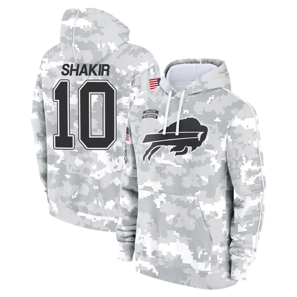 Kooe B.Bills #10 Khalil Shakir Player Arctic Camo Salute to Service Hoodies Limited Stitched Jerseys