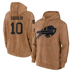 Kooe B.Bills #10 Khalil Shakir Player Brown Salute to Service Hoodies Stitched Jerseys