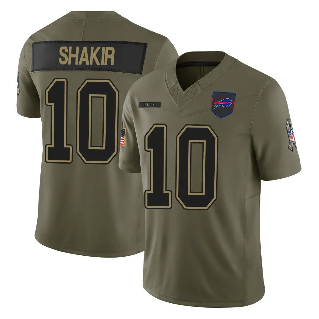Kooe B.Bills #10 Khalil Shakir Player Olive Salute to Service Limited Home Game Stitched Jerseys