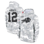 Kooe B.Bills #12 Jim Kelly Player Arctic Camo Salute to Service Hoodies Limited Stitched Jerseys