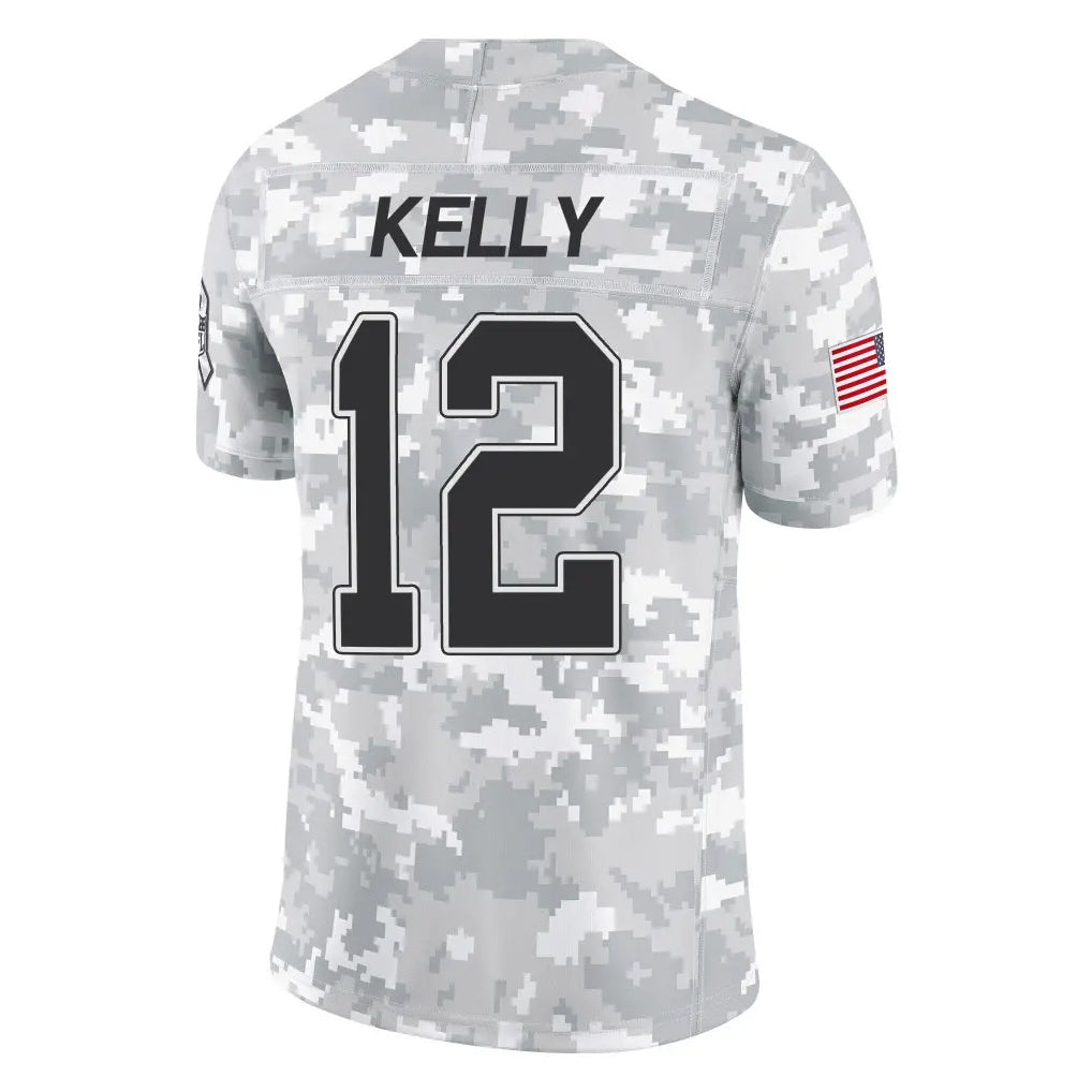 Kooe B.Bills #12 Jim Kelly Player Arctic Camo Salute to Service Limited Stitched Jerseys