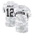 Kooe B.Bills #12 Jim Kelly Player Arctic Camo Salute to Service T-Shirt Hoodies Stitched Jerseys