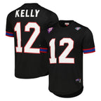 Kooe B.Bills #12 Jim Kelly Player Black Mitchell & Ness Replica Mesh Limited Stitched Jerseys