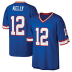 Kooe B.Bills #12 Jim Kelly Player Blue Replica Throwback Limited Stitched Jerseys