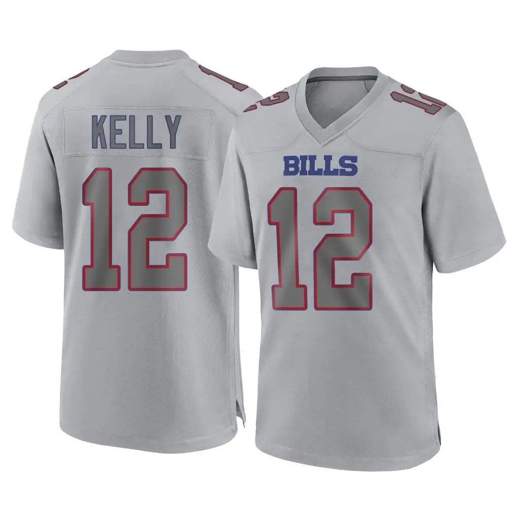 Kooe B.Bills #12 Jim Kelly Player Gray Fashion Home Game Stitched Jerseys