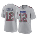 Kooe B.Bills #12 Jim Kelly Player Gray Fashion Home Game Stitched Jerseys