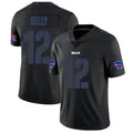 Kooe B.Bills #12 Jim Kelly Player Limited Black Impact Football Jerseys
