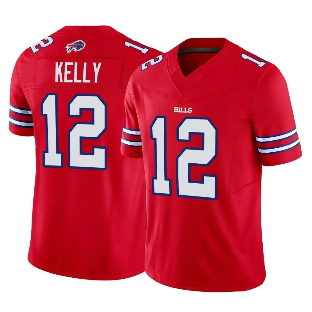 Kooe B.Bills #12 Jim Kelly Player Red Vapor F.U.S.E. Jersey Limited Home Game Stitched Jerseys