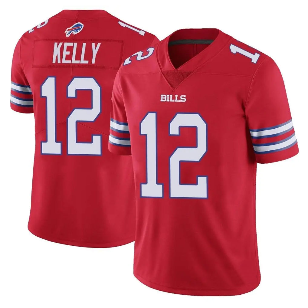 Kooe B.Bills #12 Jim Kelly Player Red Vapor Untouchable Limited Home Game Stitched Jerseys