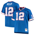 Kooe B.Bills #12 Jim Kelly Player Royal Mitchell & Ness Big & Tall 1990 Retired Replica Limited Stitched Jerseys