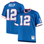 Kooe B.Bills #12 Jim Kelly Player Royal Mitchell & Ness Big & Tall 1990 Retired Replica Limited Stitched Jerseys