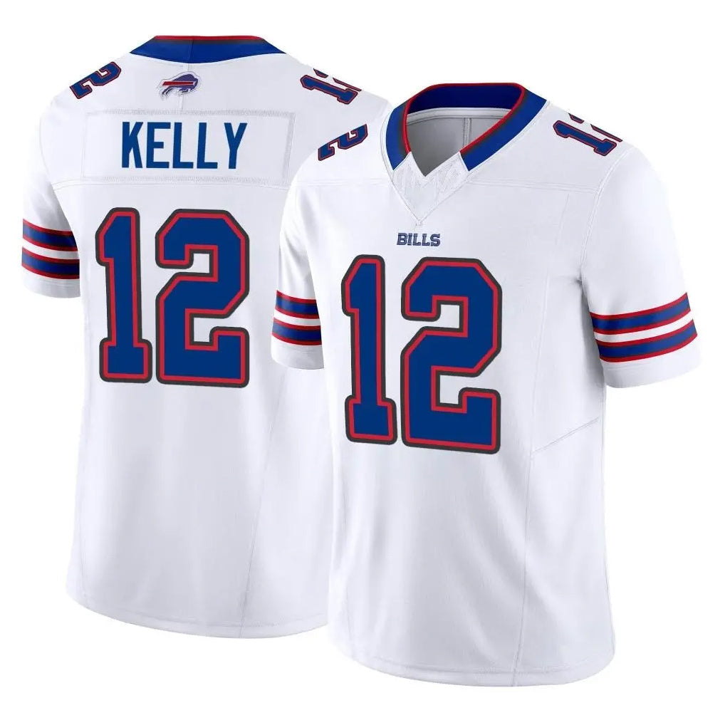 Kooe B.Bills #12 Jim Kelly Player White Vapor F.U.S.E. Limited Stitched Jerseys