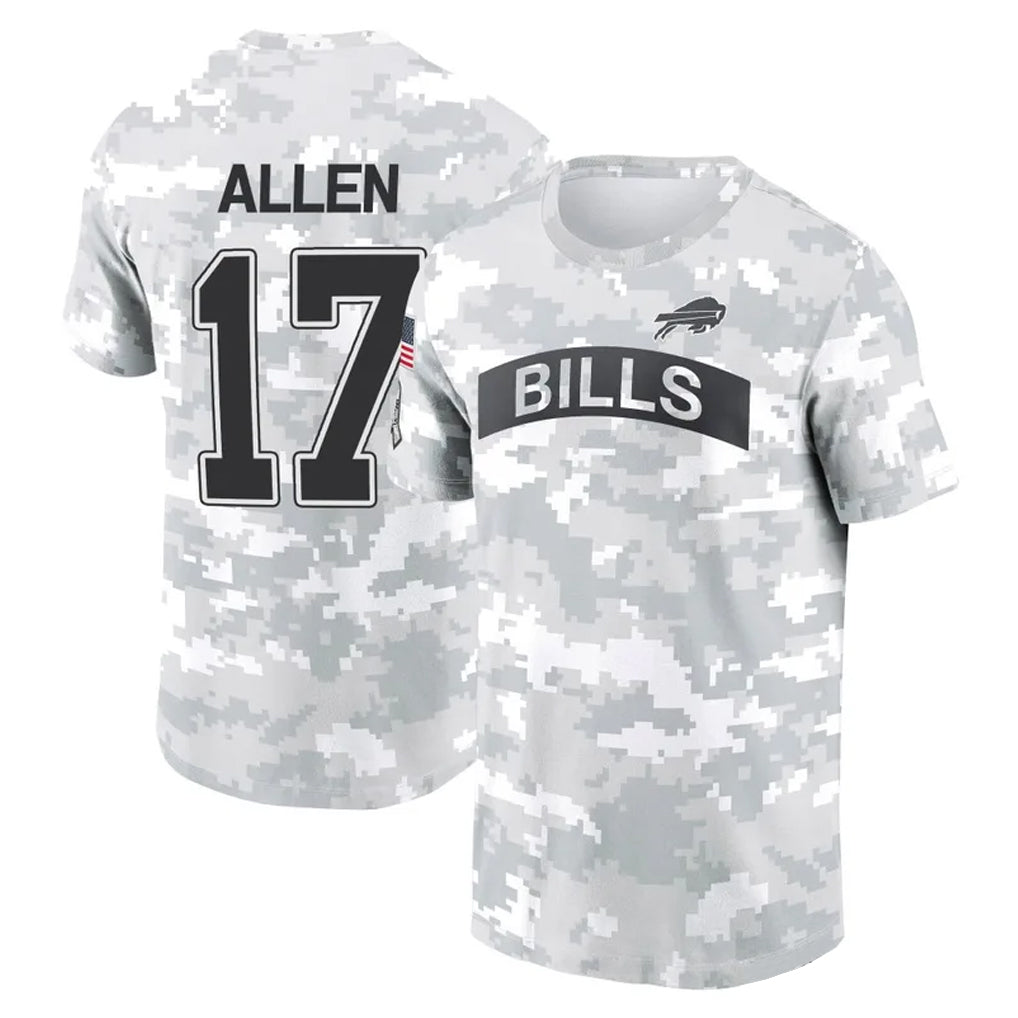 Kooe B.Bills #17 Josh Allen Player Arctic Camo Salute to Service T-Shirt Hoodies Stitched Jerseys