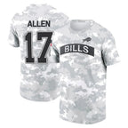 Kooe B.Bills #17 Josh Allen Player Arctic Camo Salute to Service T-Shirt Hoodies Stitched Jerseys