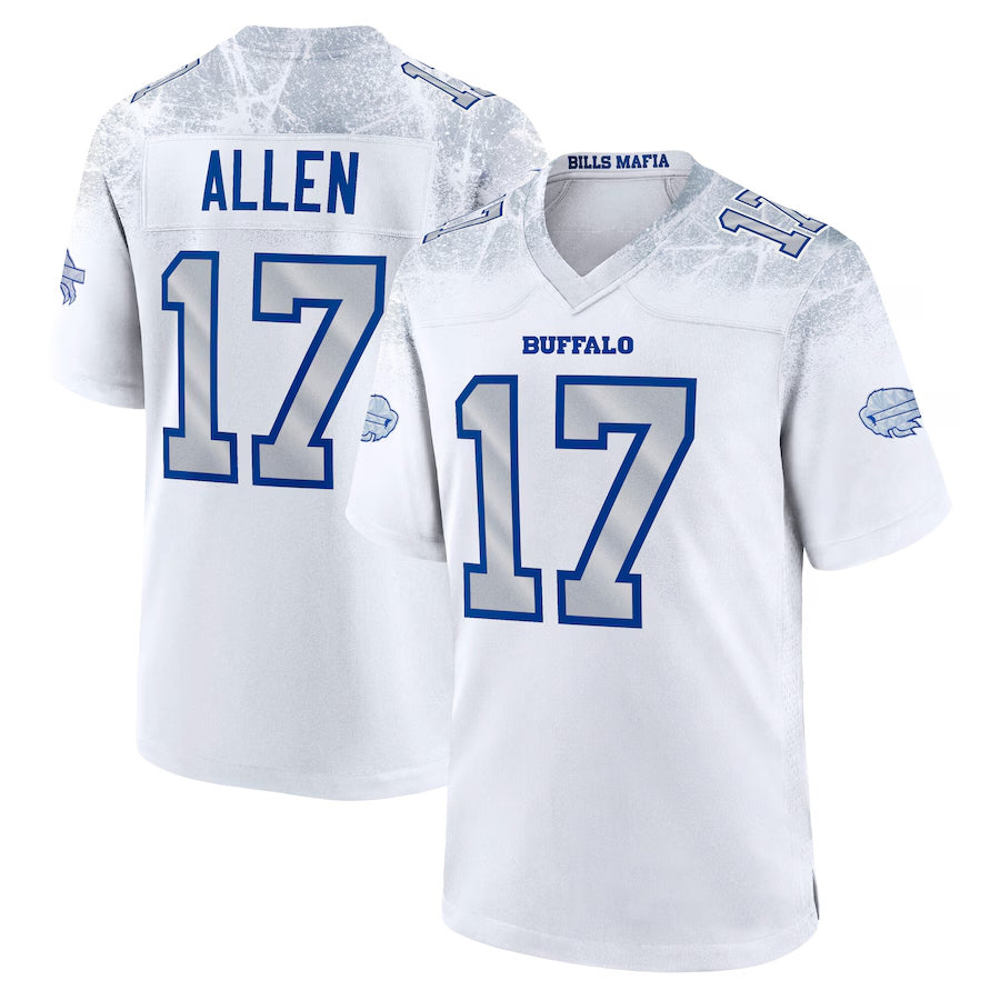 Kooe B.Bills #17 Josh Allen Player White Rivalries Collection Game Stitched Jersey