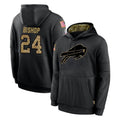 Kooe B.Bills #24 Cole Bishop Player Black Salute to Service Hoodies Hame Stitched Jerseys