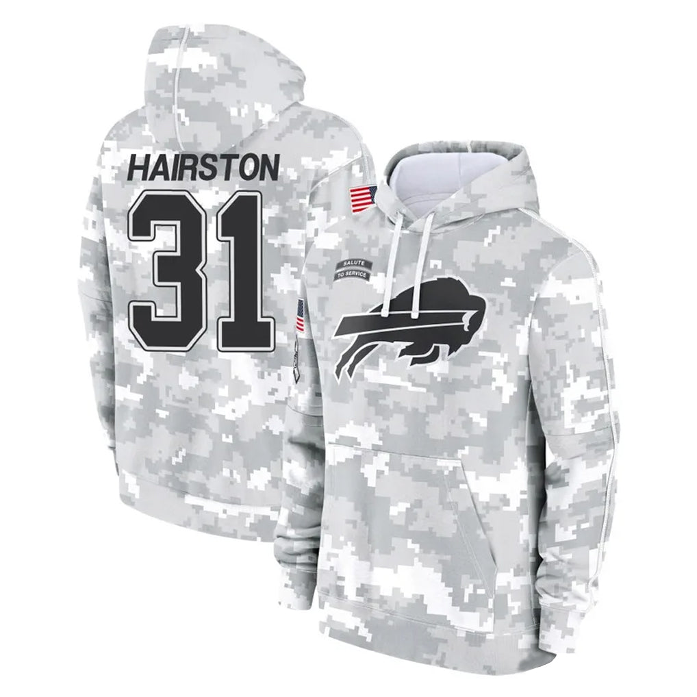 Kooe B.Bills #31 Maxwell Hairston Player Arctic Camo Salute to Service Hoodies Limited Stitched Jerseys