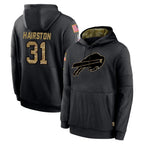 Kooe B.Bills #31 Maxwell Hairston Player Black Salute to Service Hoodies Hame Stitched Jerseys