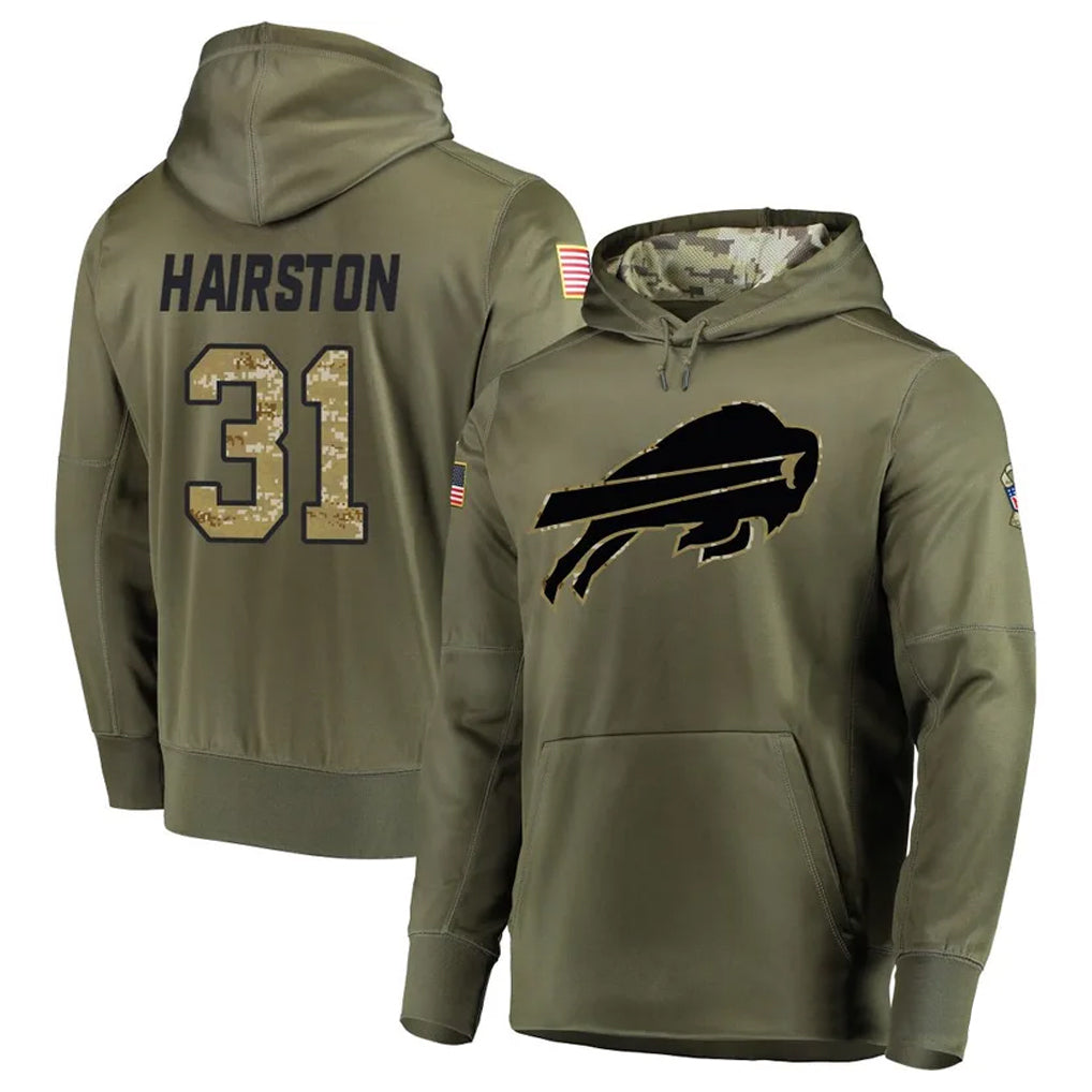 Kooe B.Bills #31 Maxwell Hairston Player Olive Salute to Service Hoodies Game Stitched Jerseys