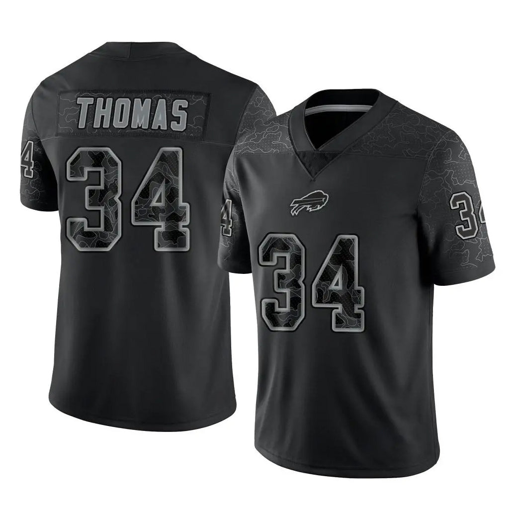 Kooe B.Bills #34 Thurman Thomas Player Black RFLCTV Limited Stitched Jerseys