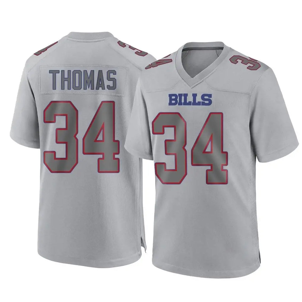 Kooe B.Bills #34 Thurman Thomas Player Gray Fashion Home Game Stitched Jerseys