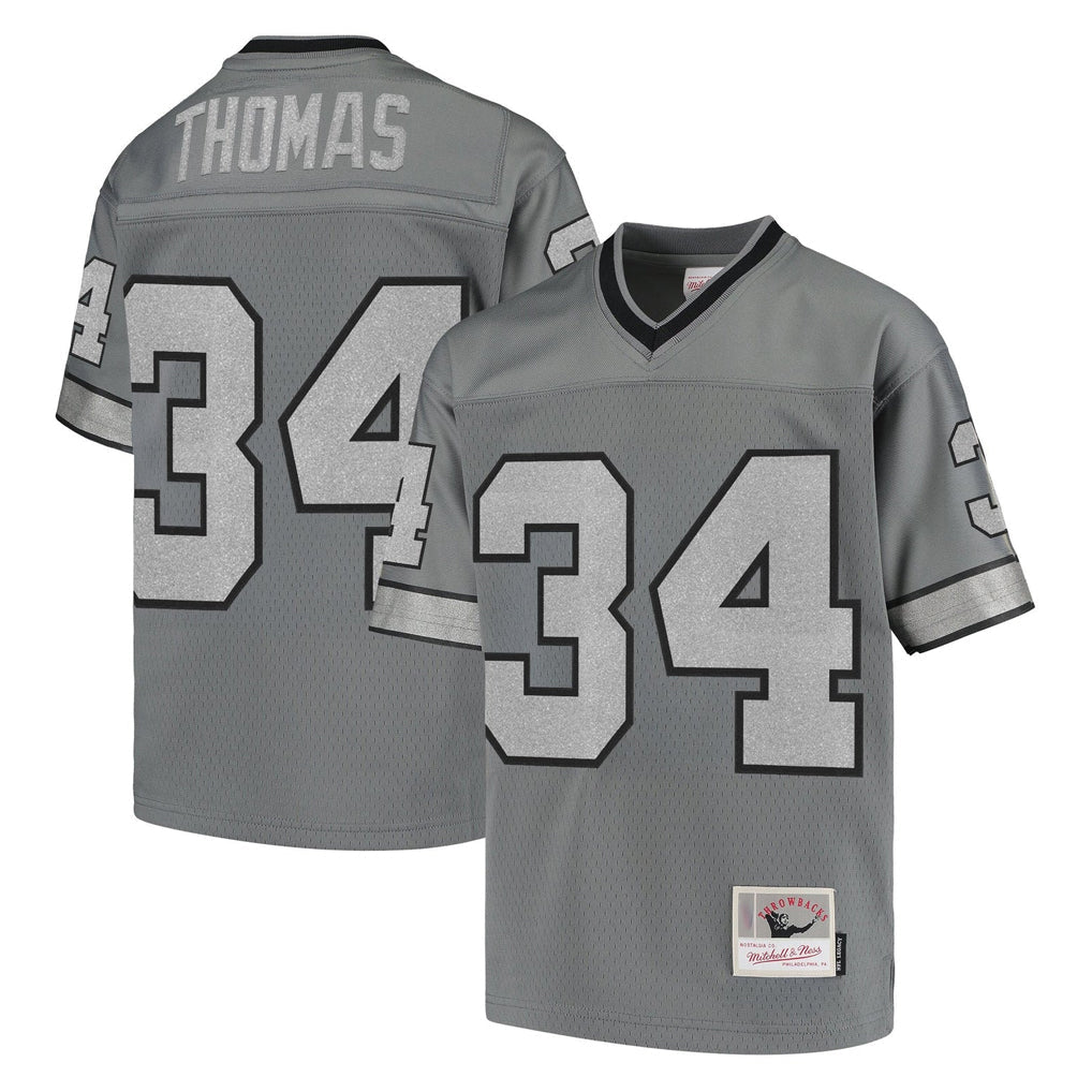 Kooe B.Bills #34 Thurman Thomas Player Gray Throwback Replica Stitched Jerseys