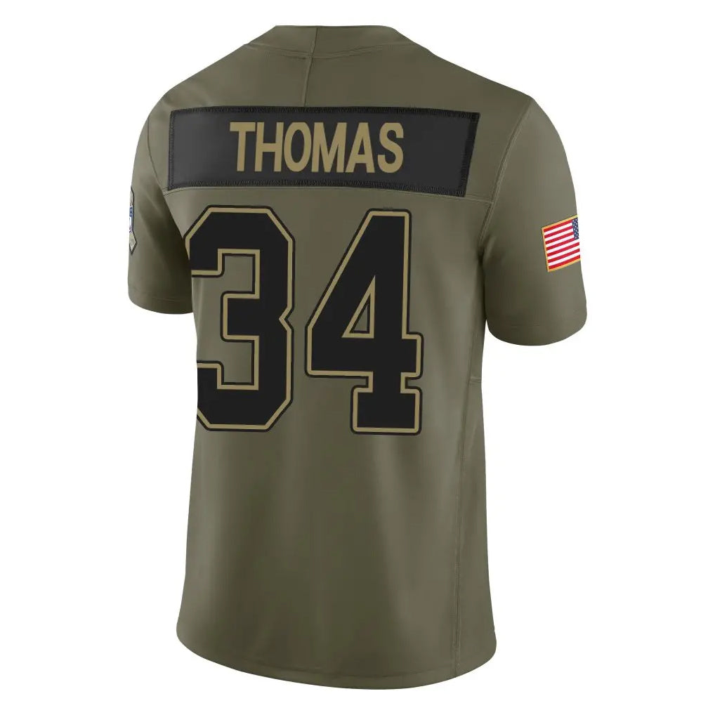 Kooe B.Bills #34 Thurman Thomas Player Olive Salute To Service Limited Game Stitched Jerseys