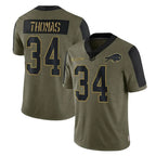 Kooe B.Bills #34 Thurman Thomas Player Olive Salute To Service Limited Stitched Jerseys