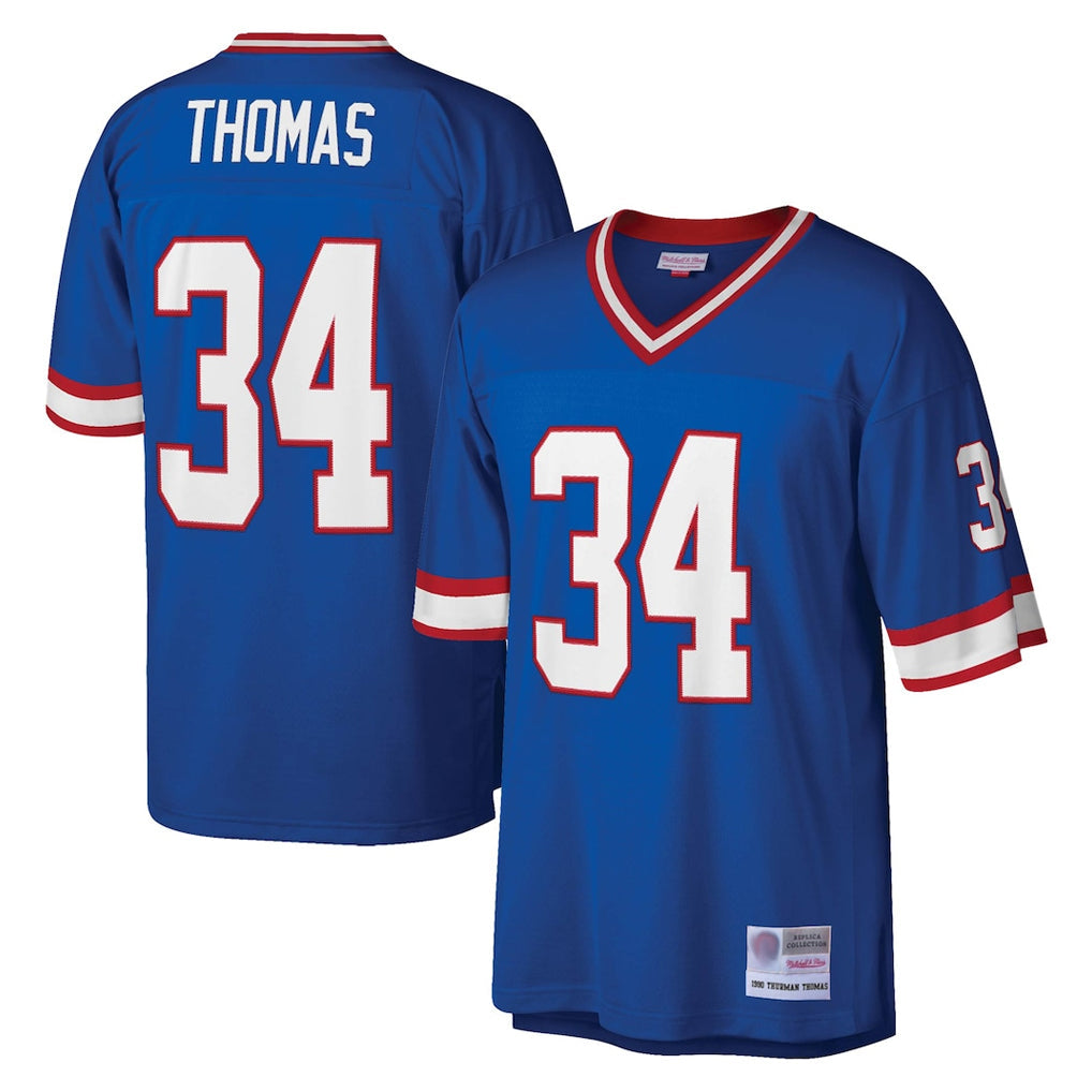 Kooe B.Bills #34 Thurman Thomas Player Royal Mitchell & Ness Legacy Replica Stitched Jerseys