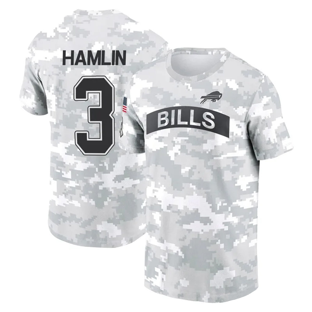 Kooe B.Bills #3 Damar Hamlin Player Arctic Camo Salute to Service T-Shirt Hoodies Stitched Jerseys