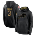 Kooe B.Bills #3 Damar Hamlin Player Black Salute to Service Hoodies Stitched Jersey