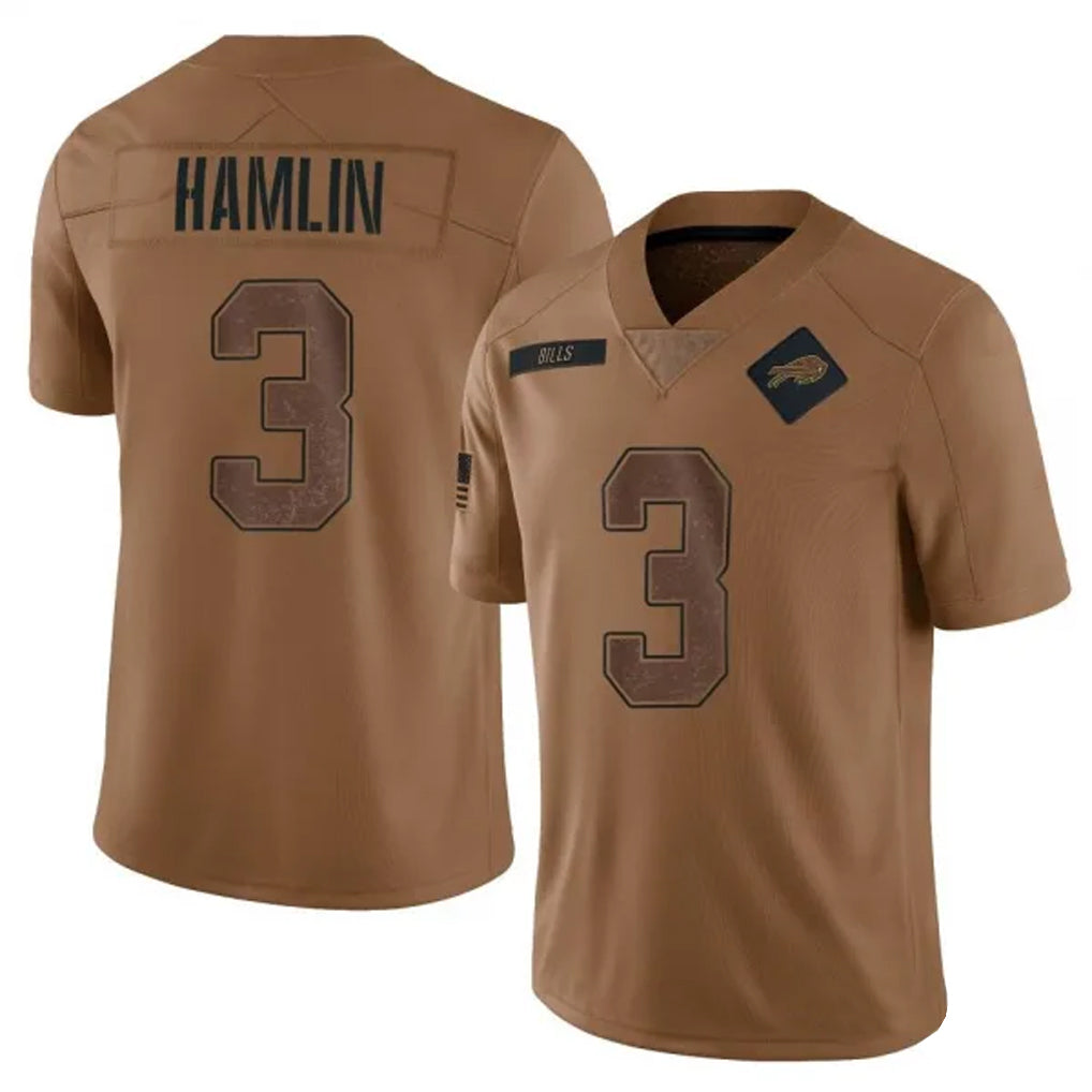 Kooe B.Bills #3 Damar Hamlin Player Brown Salute To Service Limited Stitched Jerseys