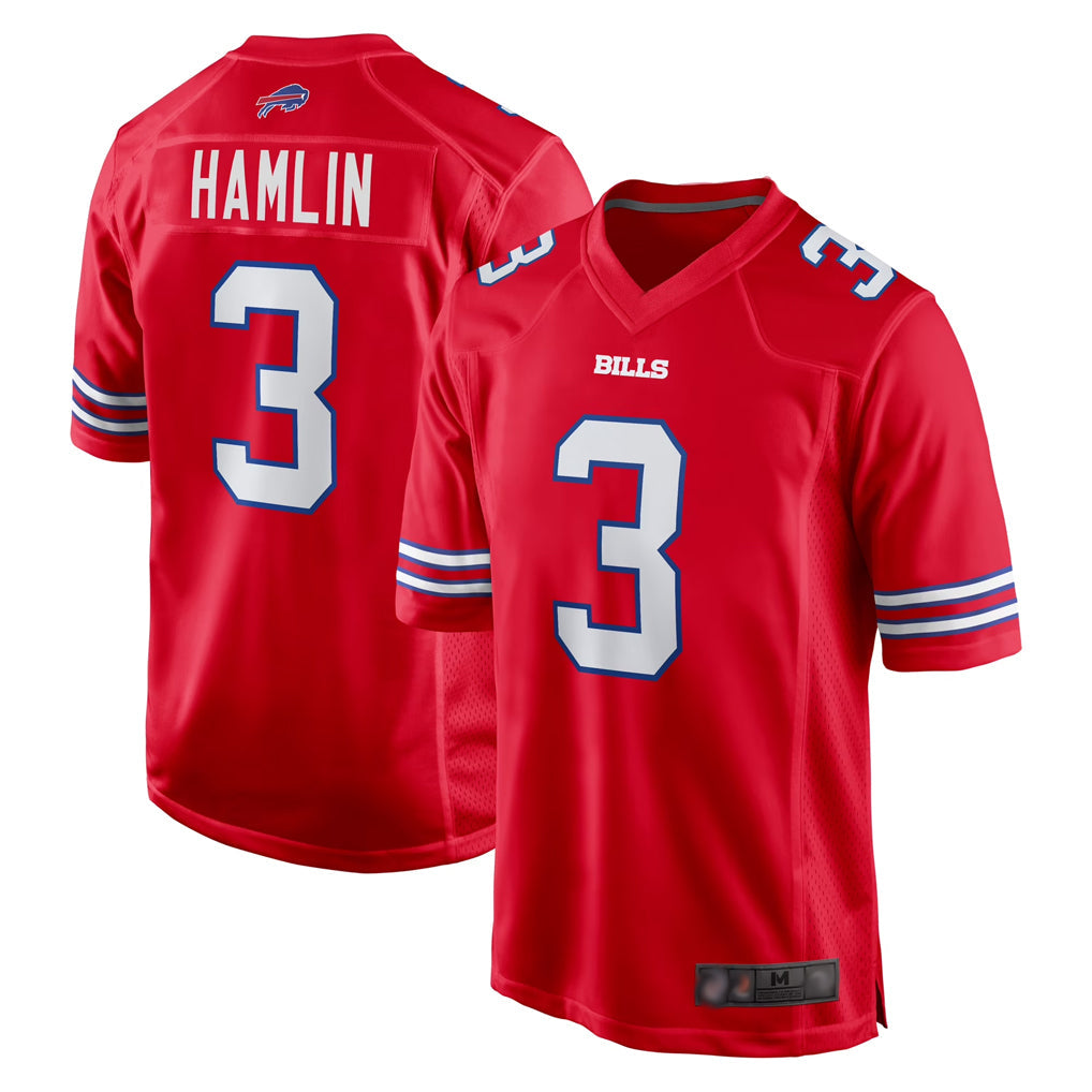 Kooe B.Bills #3 Damar Hamlin Player Red Home Game Stitched Jerseys