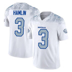 Kooe B.Bills #3 Damar Hamlin Player White Rivalries Collection Limited Home Game Stitched Jerseys