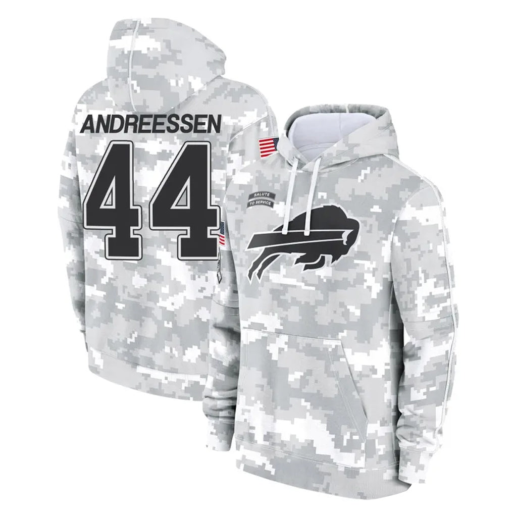 Kooe B.Bills #44 Joe Andreessen Player Arctic Camo Salute to Service Hoodies Limited Stitched Jerseys