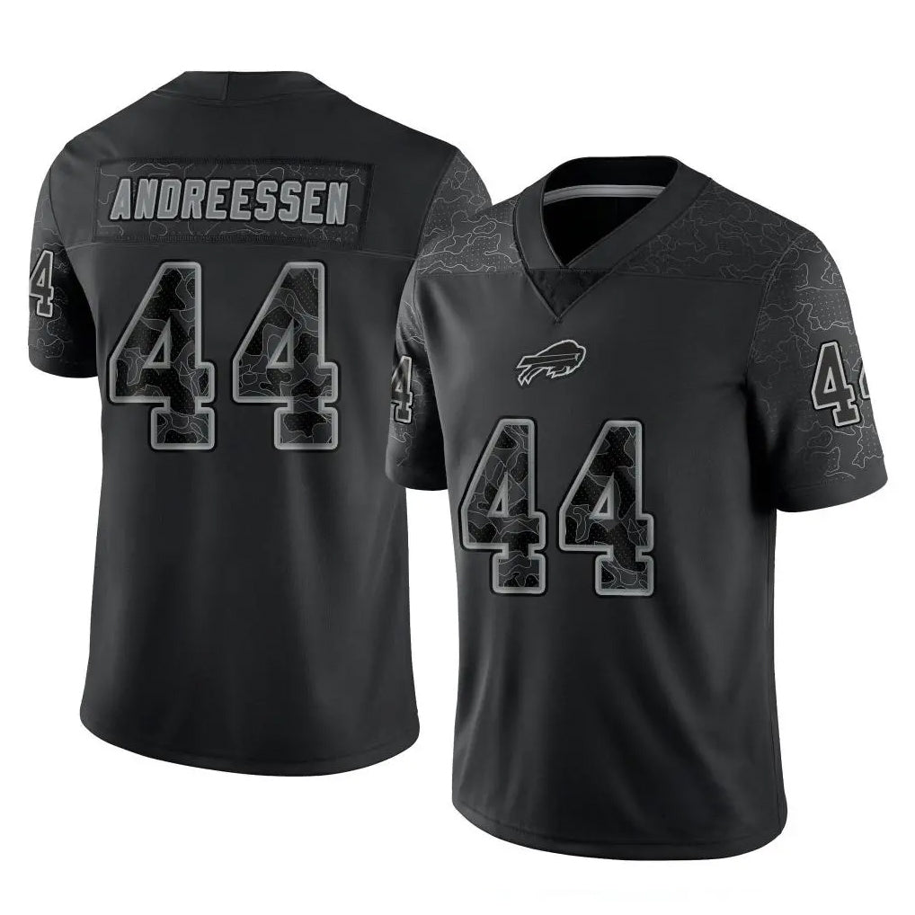 Kooe B.Bills #44 Joe Andreessen Player Black RFLCTV Limited Stitched Jerseys