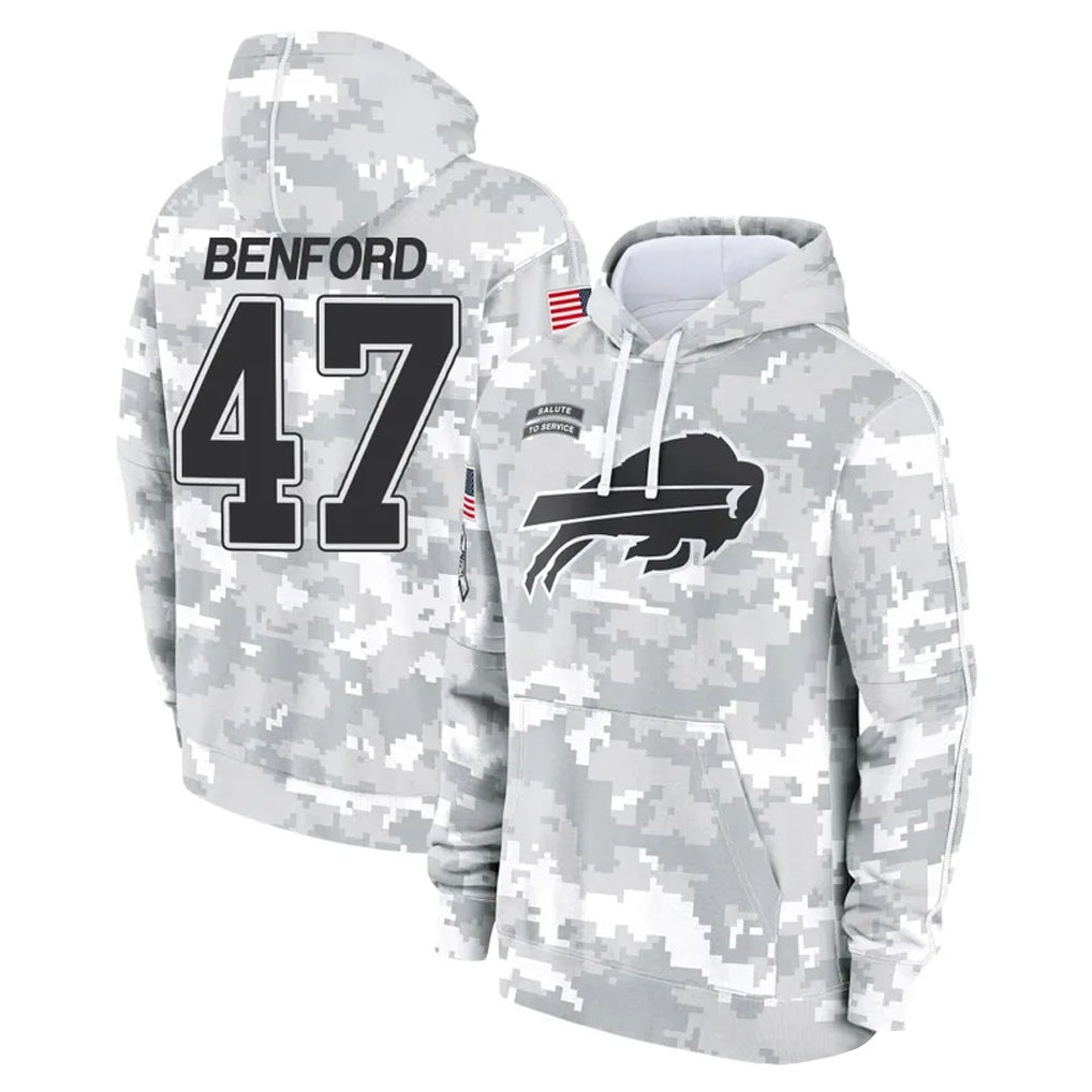 Kooe B.Bills #47 Christian Benford Player Arctic Camo Salute to Service Hoodies Limited Stitched Jerseys
