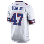 Kooe B.Bills #47 Christian Benford Player White Home Game Stitched Jerseys
