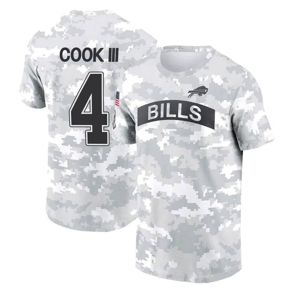 Kooe B.Bills #4 James Cook III Player Arctic Camo Salute to Service T-Shirt Hoodies Stitched Jerseys