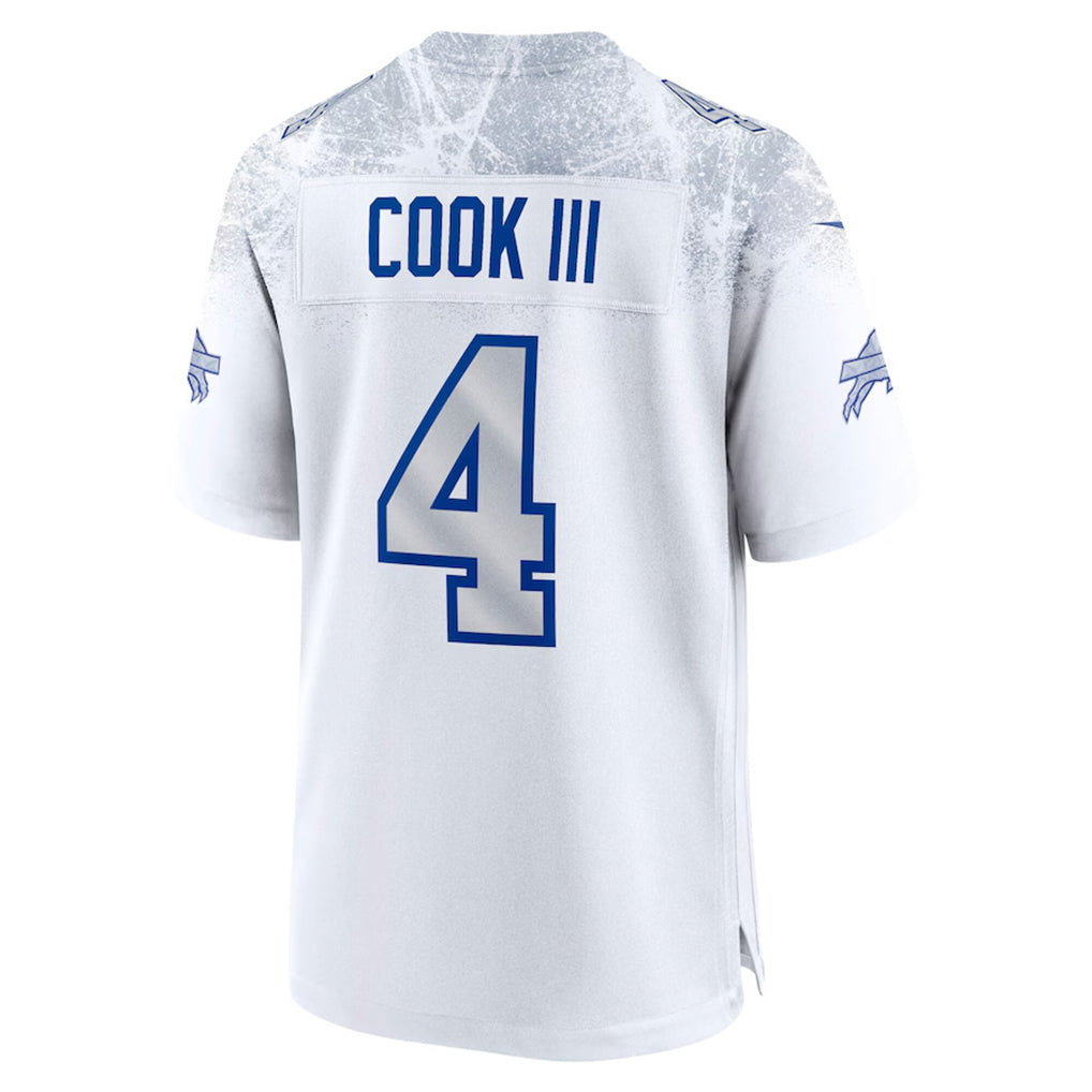 Kooe B.Bills #4 James Cook III Player White Rivalries Collection Game Stitched Jerseys