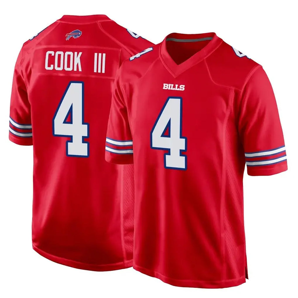 Kooe B.Bills #4 James Cook III Player Red Home Game Stitched Jerseys