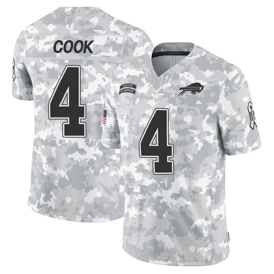 Kooe B.Bills #4 James Cook Player Arctic Camo Salute to Service Limited Stitched Jerseys
