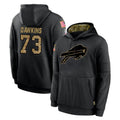 Kooe B.Bills #73 Dion Dawkins Player Black Salute to Service Hoodies Hame Stitched Jerseys